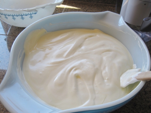 Cotton Soft Japanese Cheesecake-- cheesecake batter after folding in whipped egg white. See how fluffy the batter turns out?